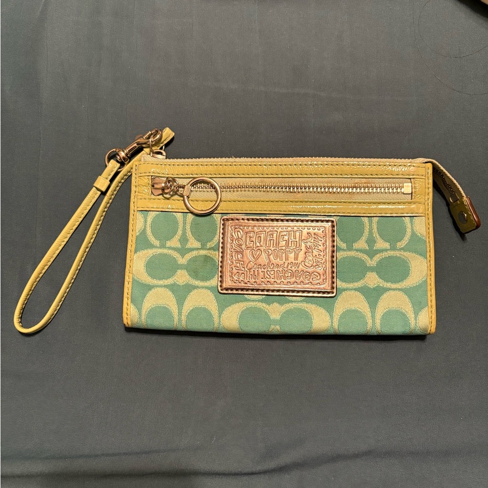 Coach Olive and Mustard Wristlet